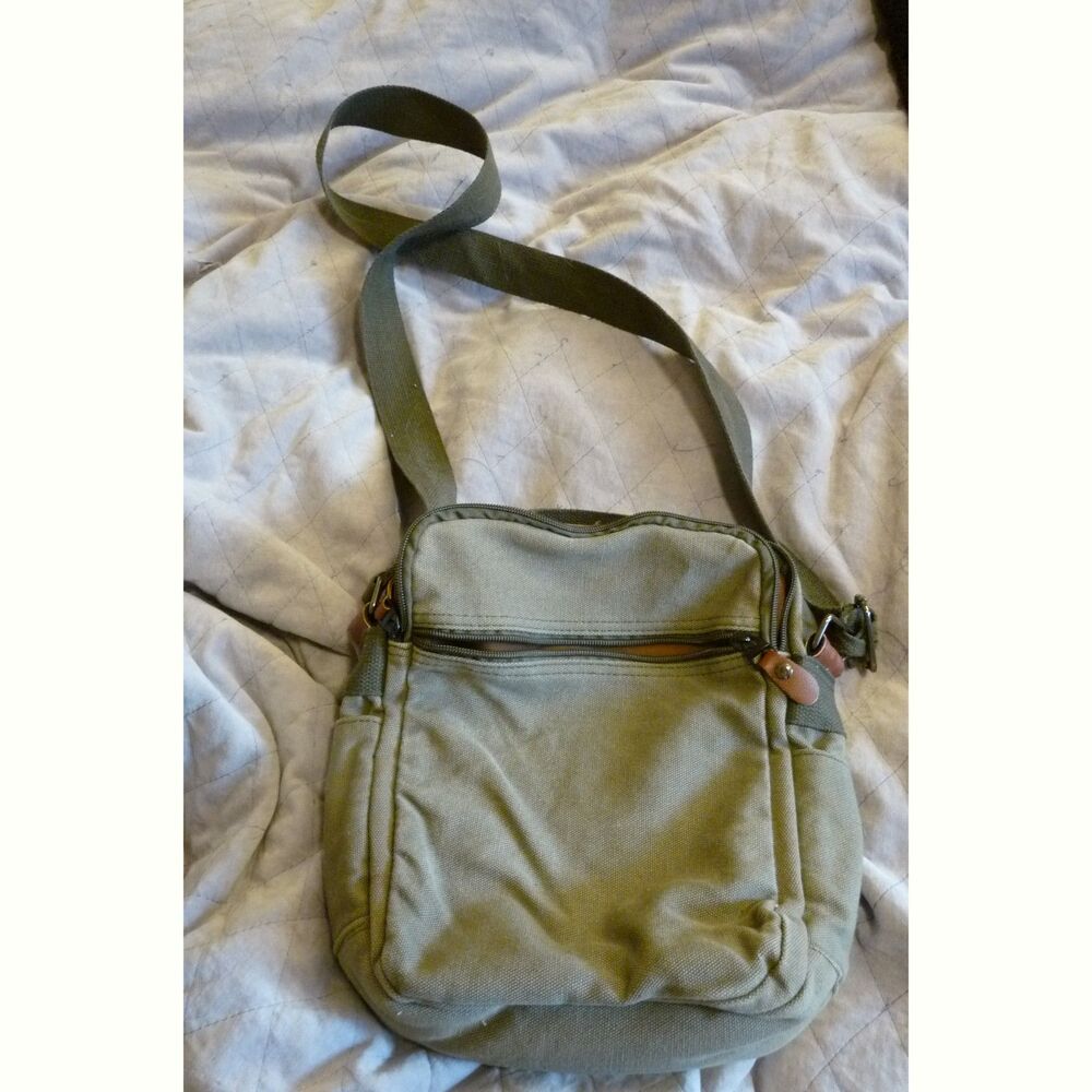 Neatpack Unisex Khaki Canvas Crossbody bag organizer multi compartment M